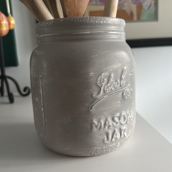 Gray Upcycled Mason Jar Utensils Crock - Picture 4 of 6